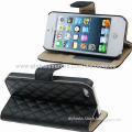 Soft Flip Leather Mobile Phone Cases for iPhone 5/5S with Credit Card Slots and Holder Function
